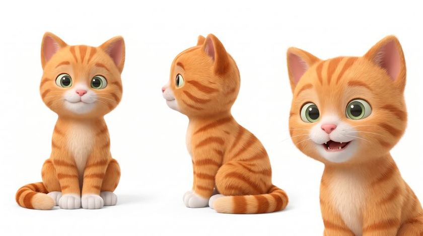 Pip, a small orange kitten, sitting calmly.